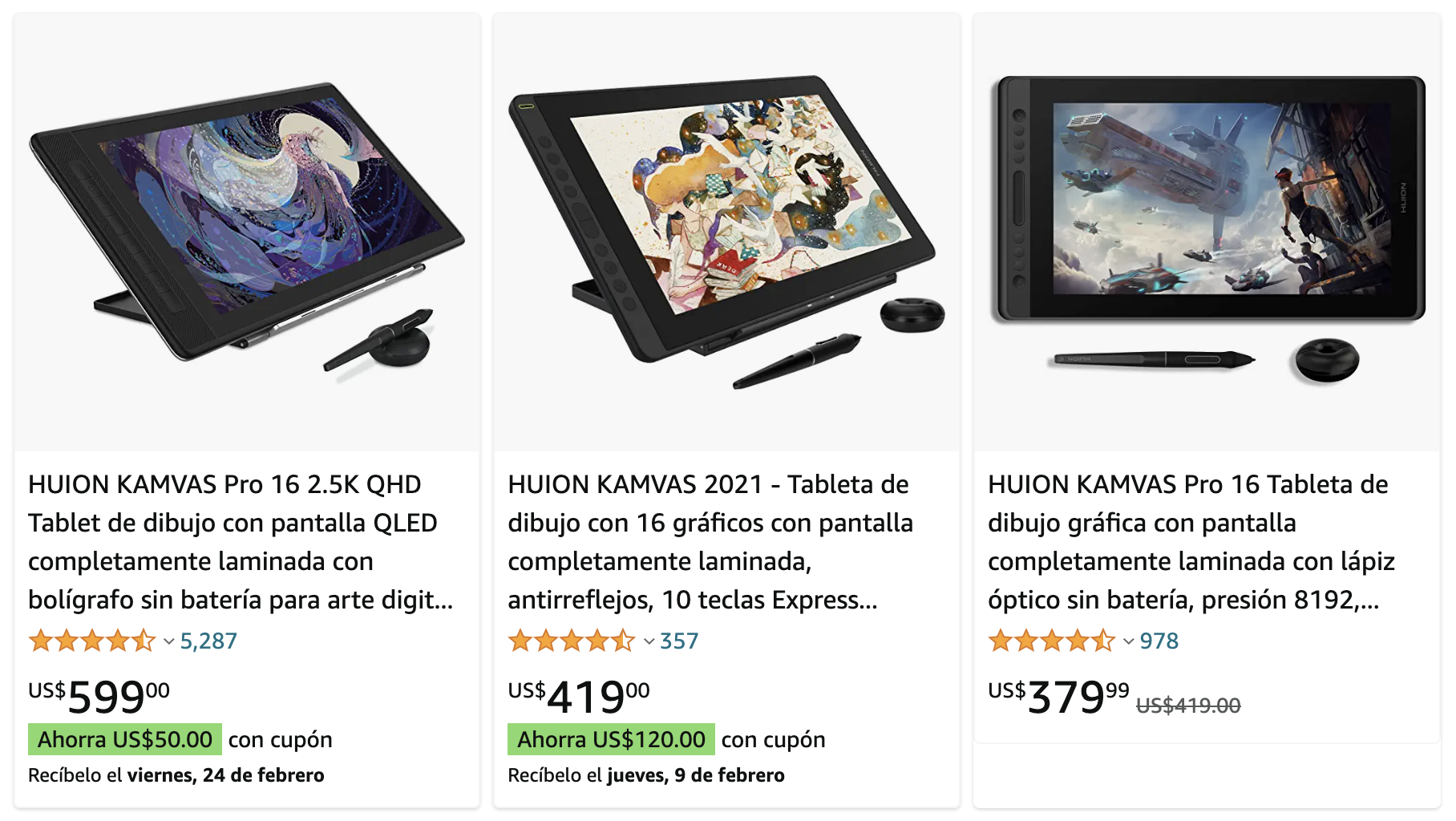huion kamvas pro 16 precio y modelos